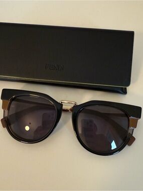 Fendi Black Sunglasses with Gold Bridge
